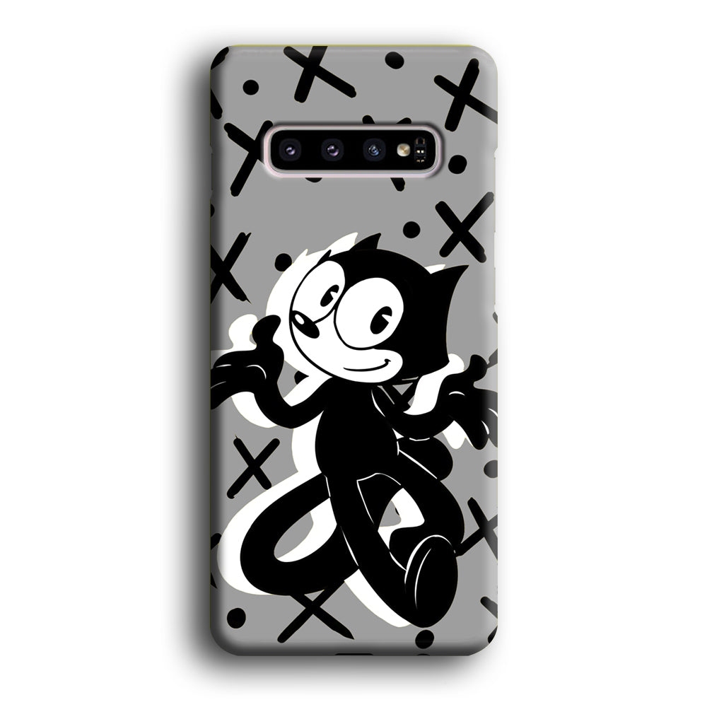 Felix The Cat Pattern In Grey Samsung Galaxy S10 Case