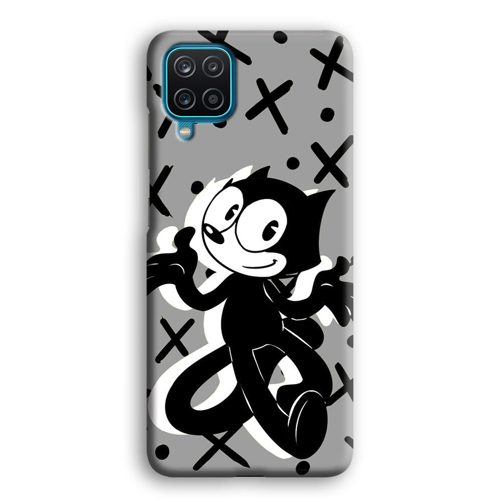 Felix The Cat Pattern In Grey Samsung Galaxy A12 Case