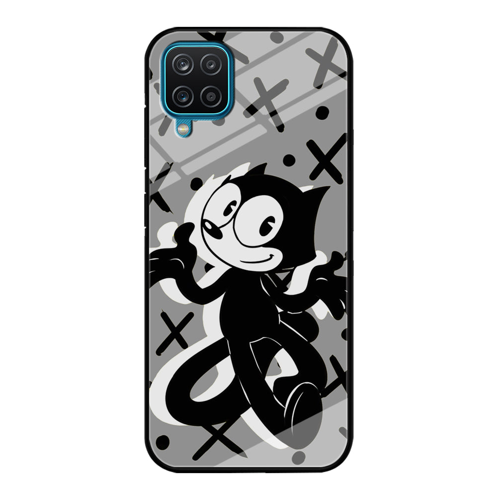 Felix The Cat Pattern In Grey Samsung Galaxy A12 Case