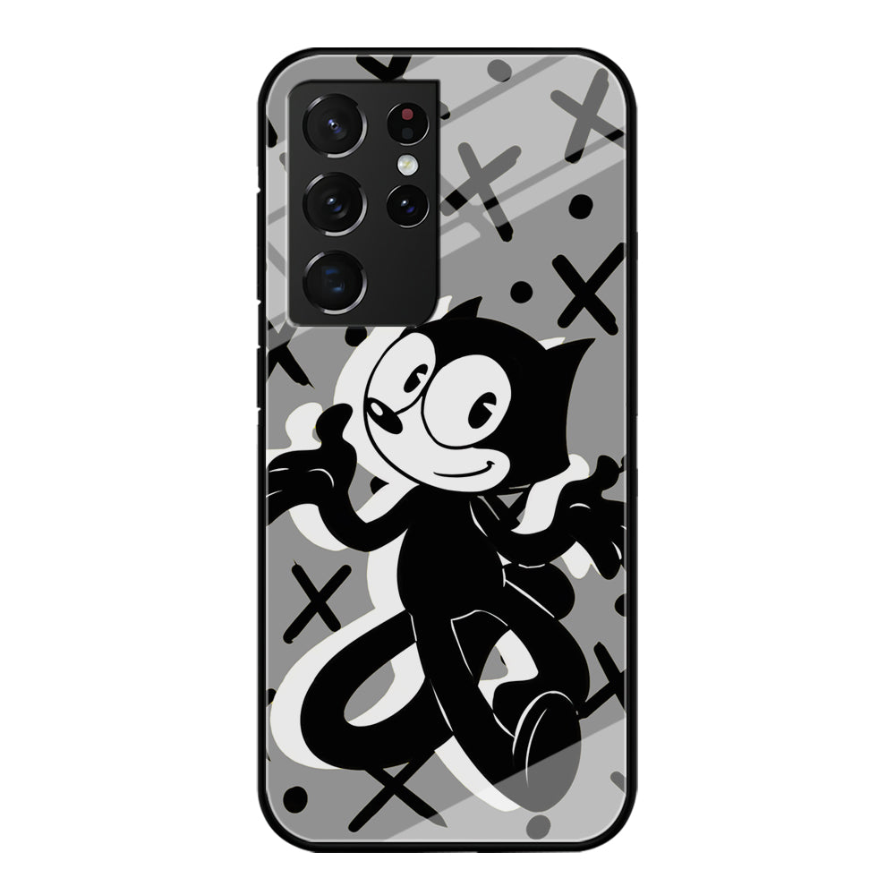 Felix The Cat Pattern In Grey Samsung Galaxy S21 Ultra Case