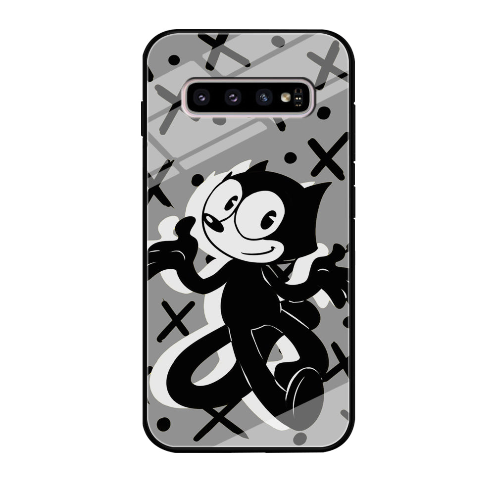 Felix The Cat Pattern In Grey Samsung Galaxy S10 Case