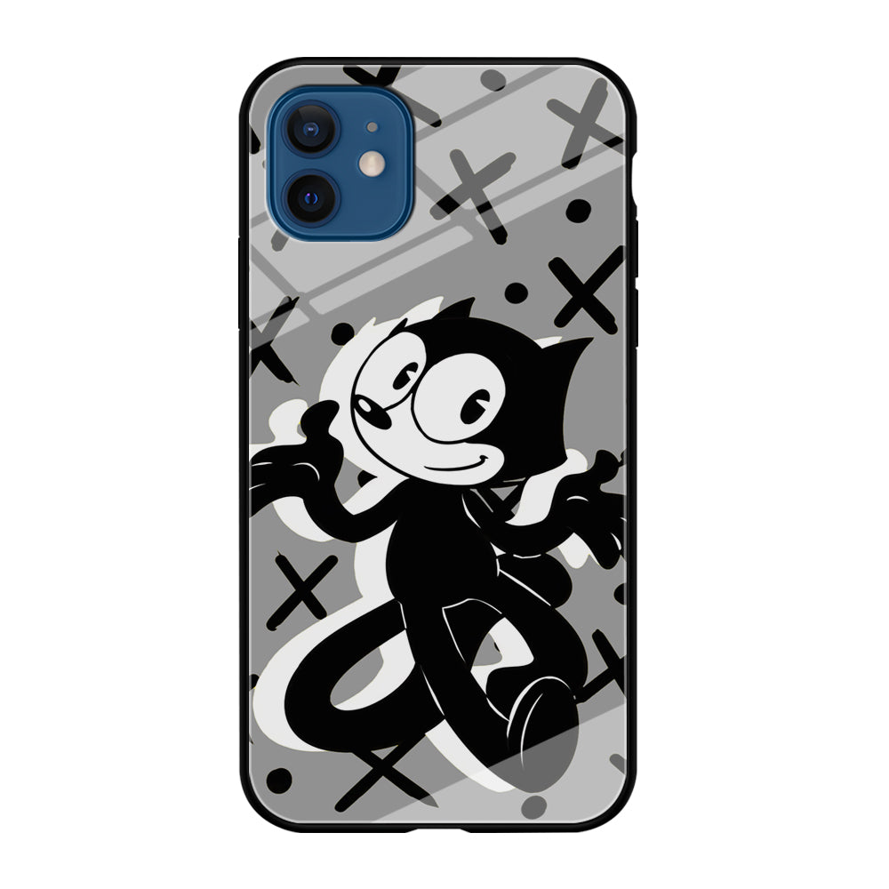 Felix The Cat Pattern In Grey iPhone 12 Case