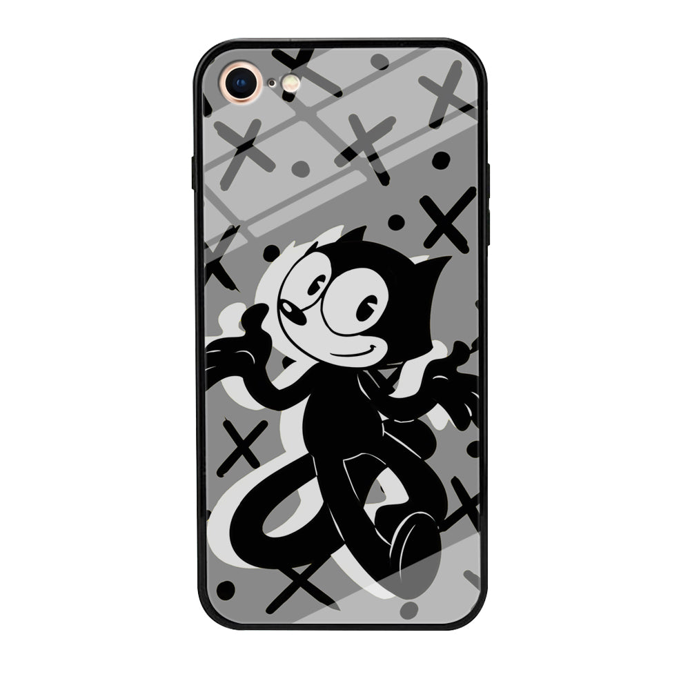 Felix The Cat Pattern In Grey iPhone 8 Case