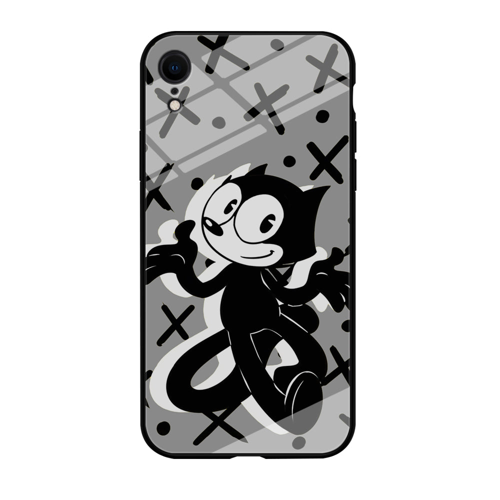 Felix The Cat Pattern In Grey iPhone XR Case