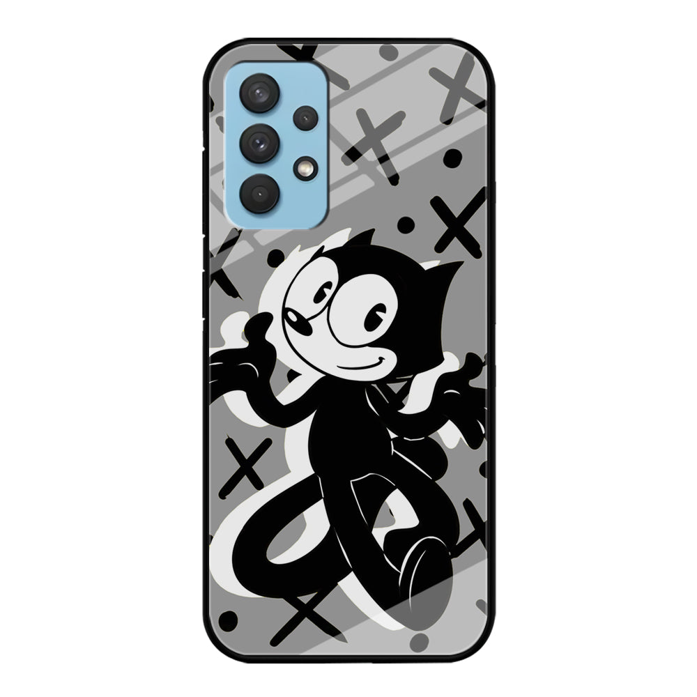 Felix The Cat Pattern In Grey Samsung Galaxy A32 Case