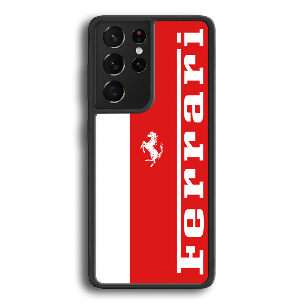 Ferrari Red And White Combination Samsung Galaxy S21 Ultra Case - Carneyforia