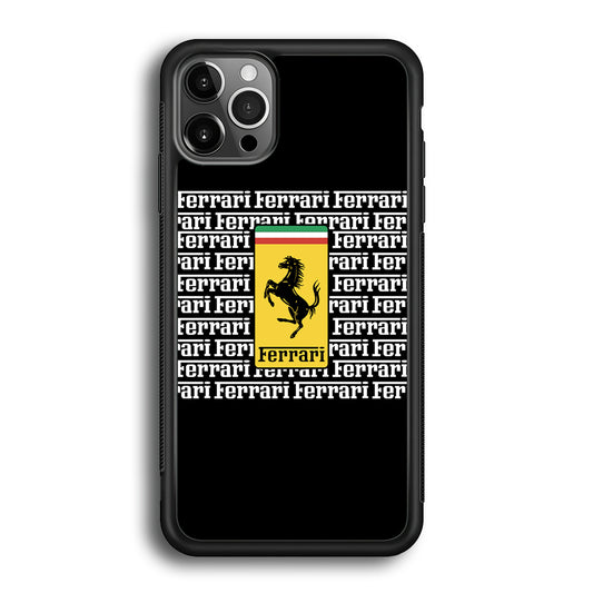 Ferrari Words Logo In Black iPhone 12 Pro Case - Carneyforia