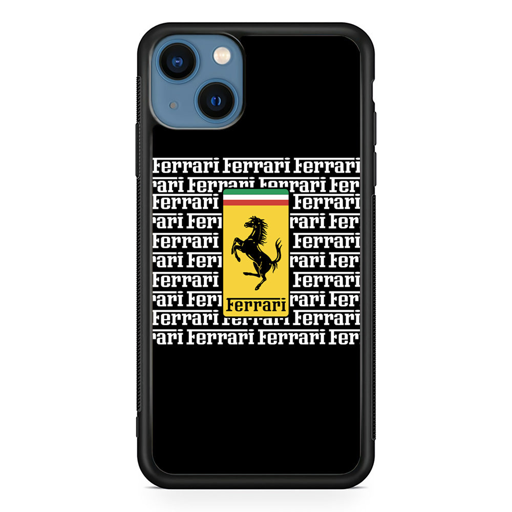 Ferrari Words Logo In Black iPhone 13 Case - Carneyforia