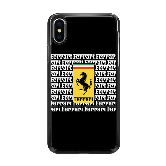 Ferrari Words Logo In Black iPhone X Case - Carneyforia