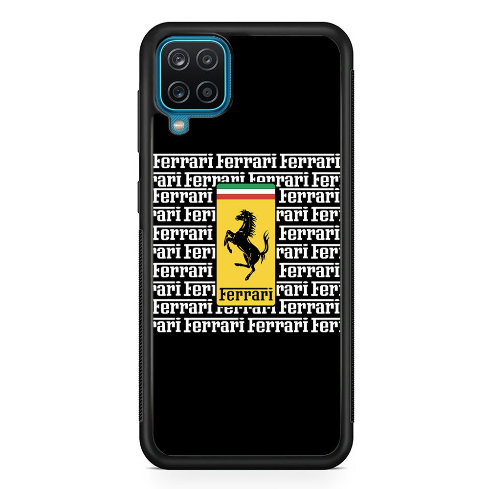 Ferrari Words Logo In Black Samsung Galaxy A12 Case - Carneyforia