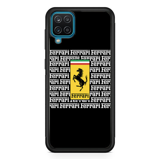 Ferrari Words Logo In Black Samsung Galaxy A12 Case - Carneyforia