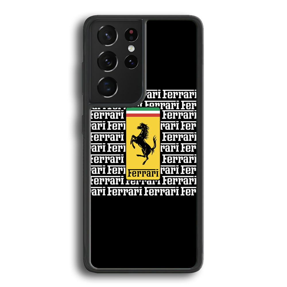 Ferrari Words Logo In Black Samsung Galaxy S21 Ultra Case - Carneyforia