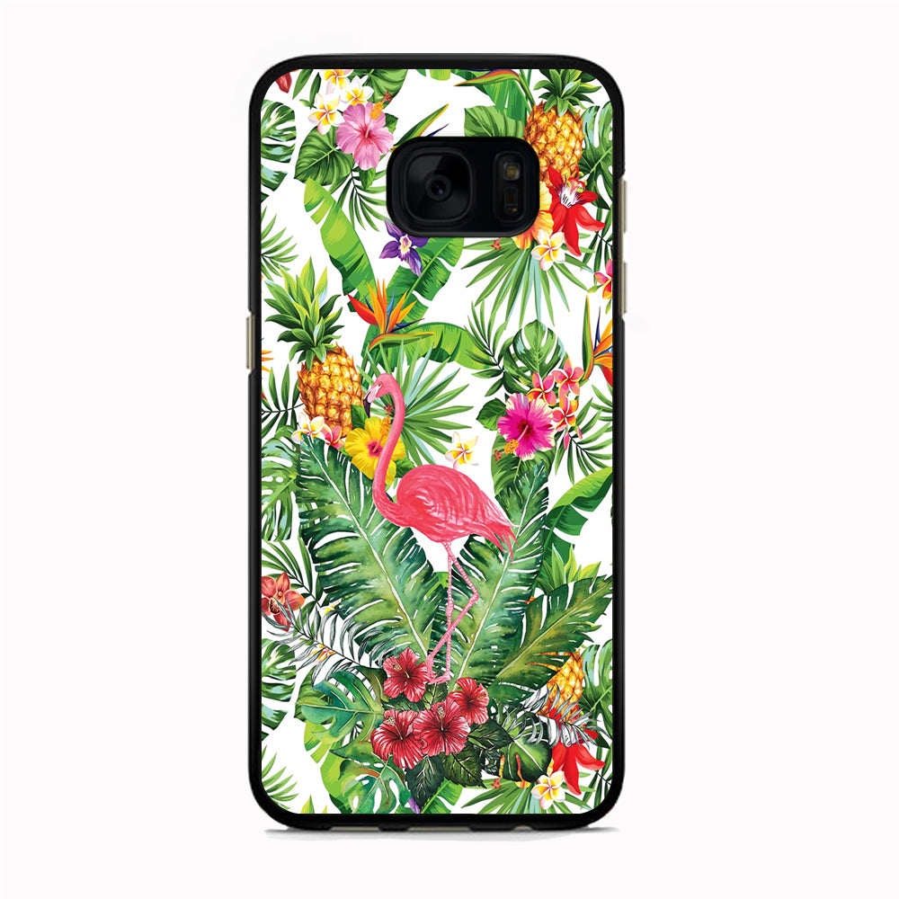 Flamingo Flower Rich Samsung Galaxy S7 Case Rubber Black (2D Case)