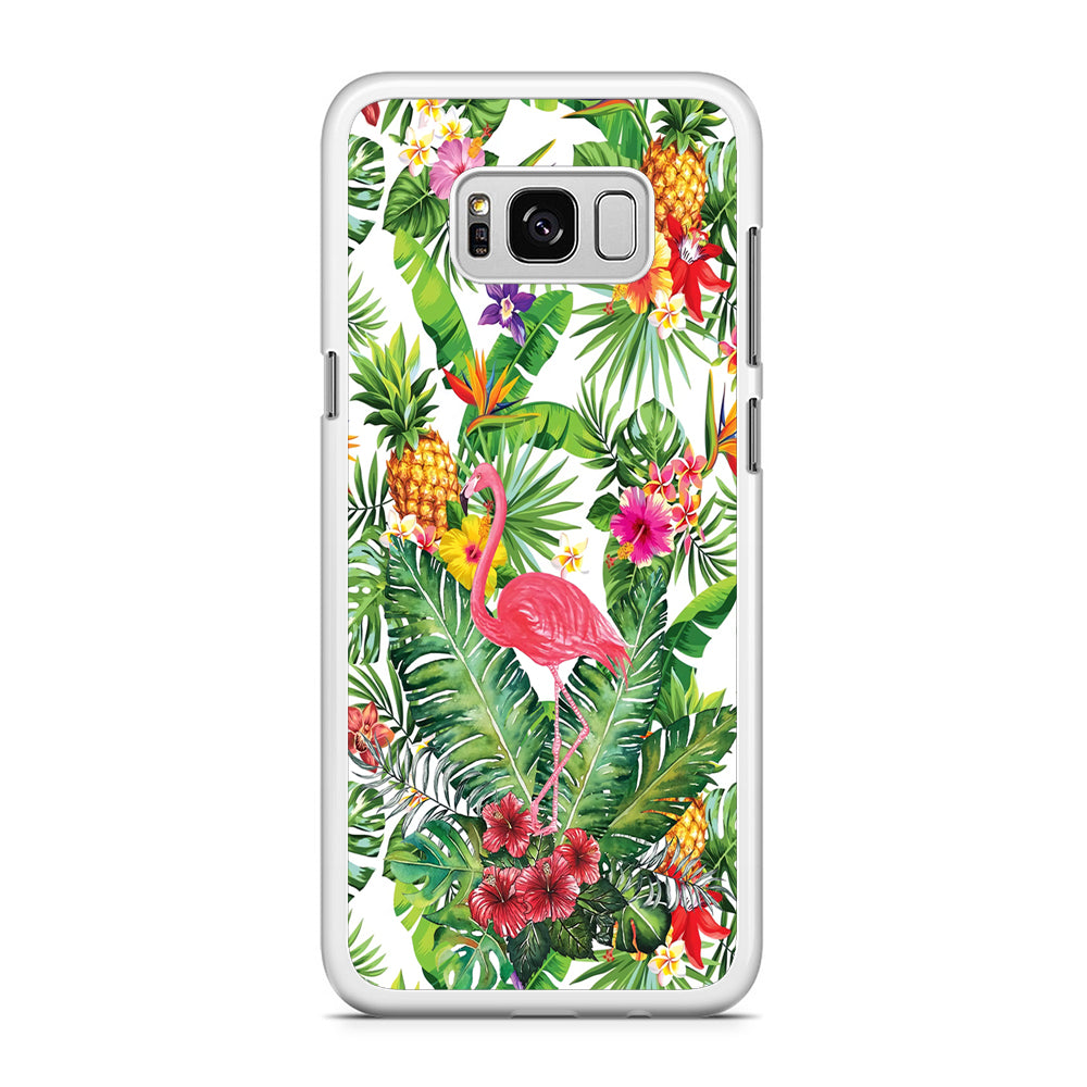 Flamingo Flower Rich Samsung Galaxy S8 Plus Case Rubber White (2D Case)