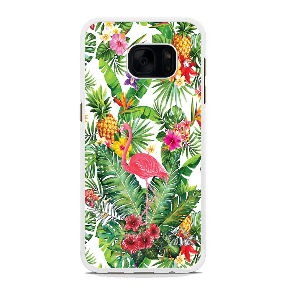 Flamingo Flower Rich Samsung Galaxy S7 Case Rubber White (2D Case)