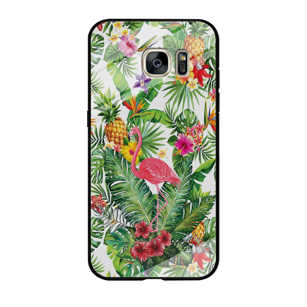 Flamingo Flower Rich Samsung Galaxy S7 Case Tempered Glass Case