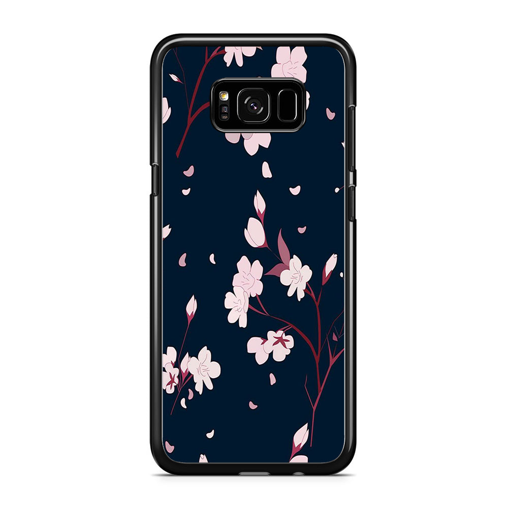 Flowers Sakura Leaf Fall Samsung Galaxy S8 Plus Case Rubber Black (2D Case)