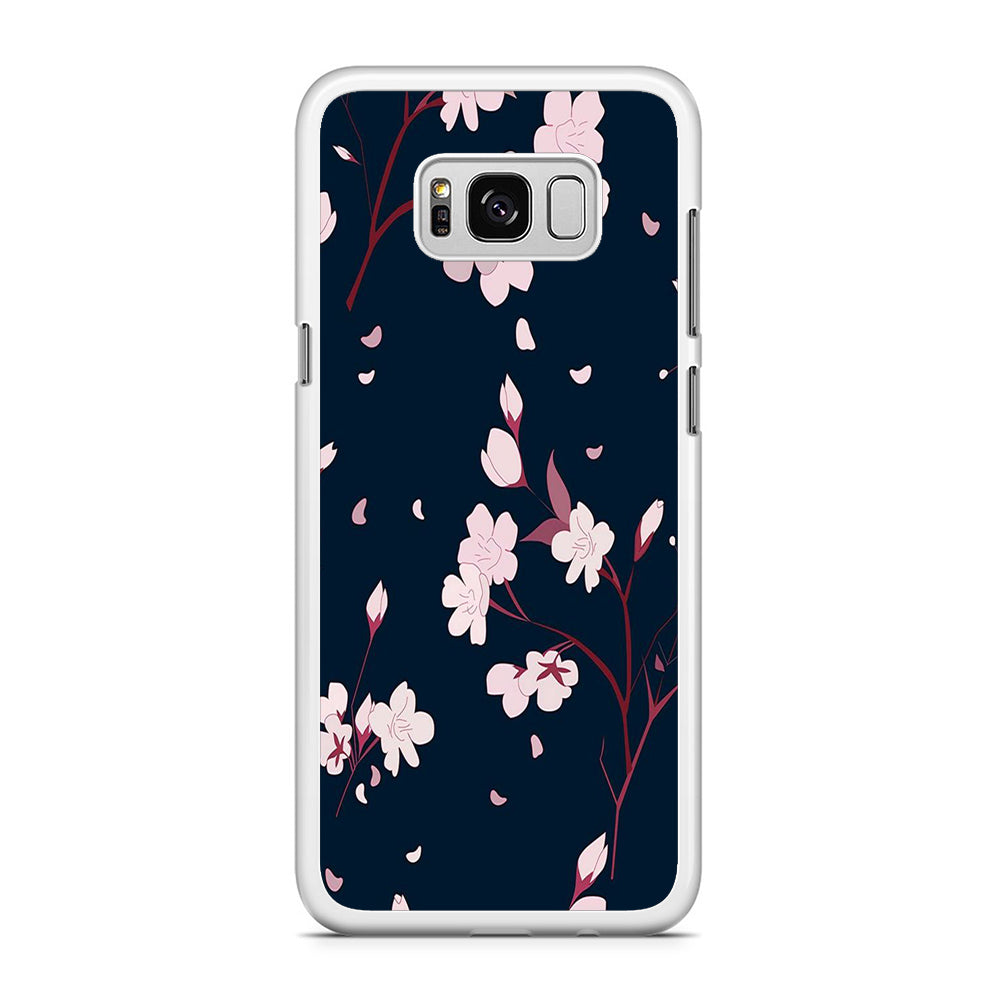 Flowers Sakura Leaf Fall Samsung Galaxy S8 Plus Case Rubber White (2D Case)