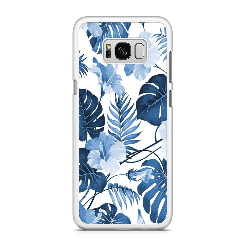 Flowers Sky Blue Hibiscus Samsung Galaxy S8 Plus Case Rubber White (2D Case)
