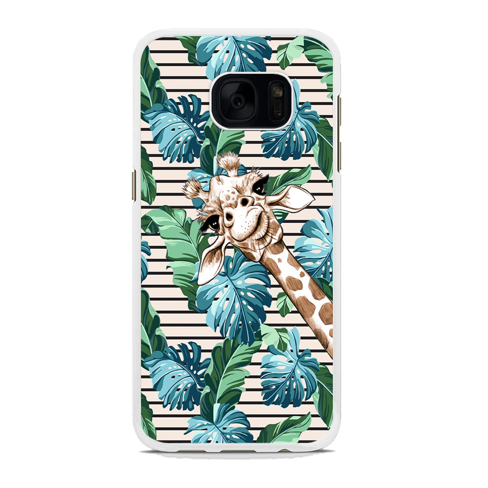 Giraffe Accost Samsung Galaxy S7 Case Rubber White (2D Case)