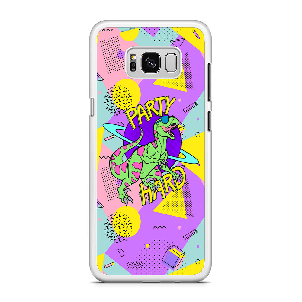 Hard Party with Dinosaur Samsung Galaxy S8 Plus Case Rubber White (2D Case)