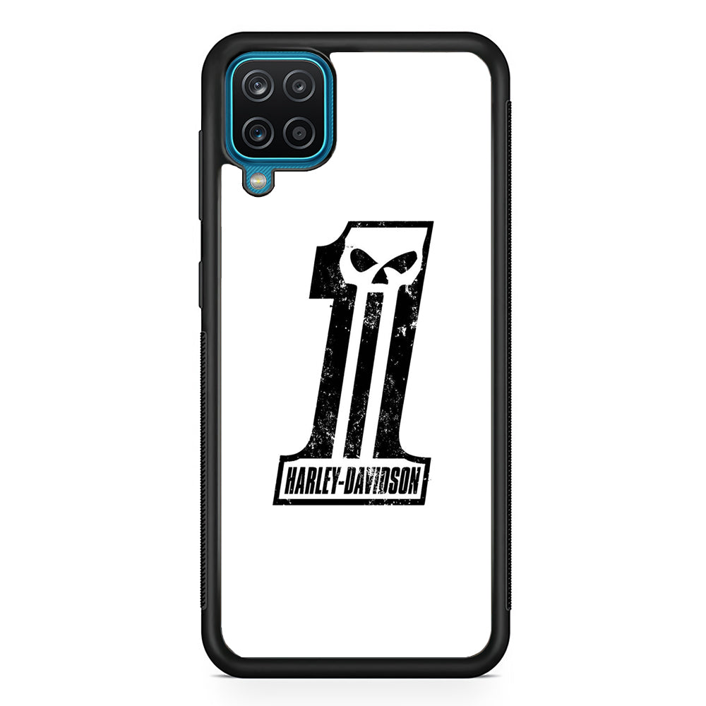 Harley Davidson White Number Skull Samsung Galaxy A12 Case