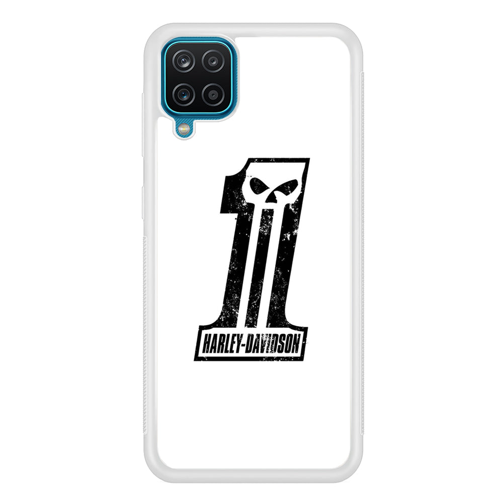 Harley Davidson White Number Skull Samsung Galaxy A12 Case