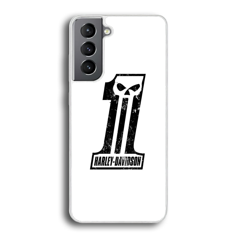 Harley Davidson White Number Skull Samsung Galaxy S21 Case