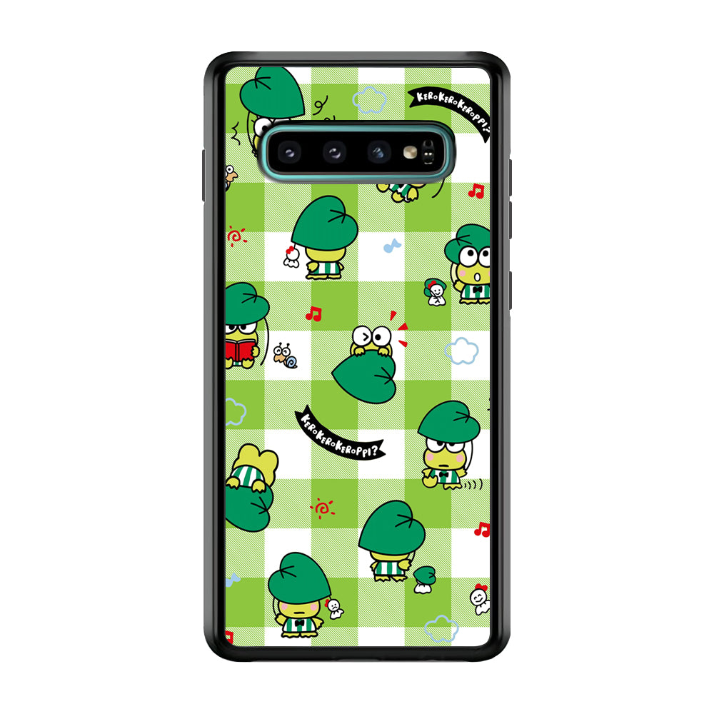 Keroppi on Green Flanel Samsung Galaxy S10 Case