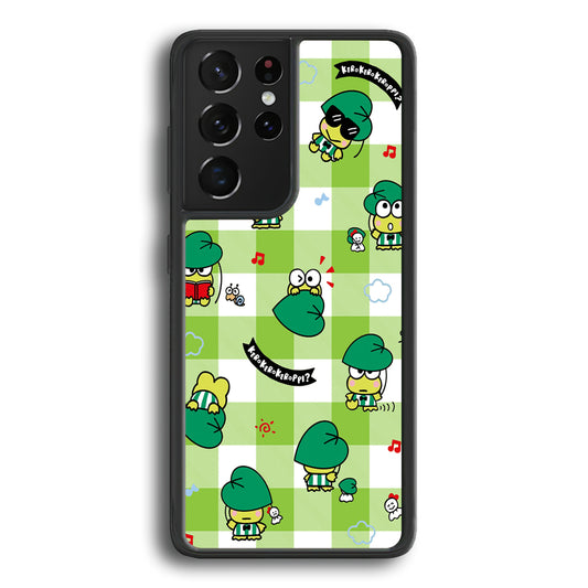 Keroppi on Green Flanel Samsung Galaxy S21 Ultra Case