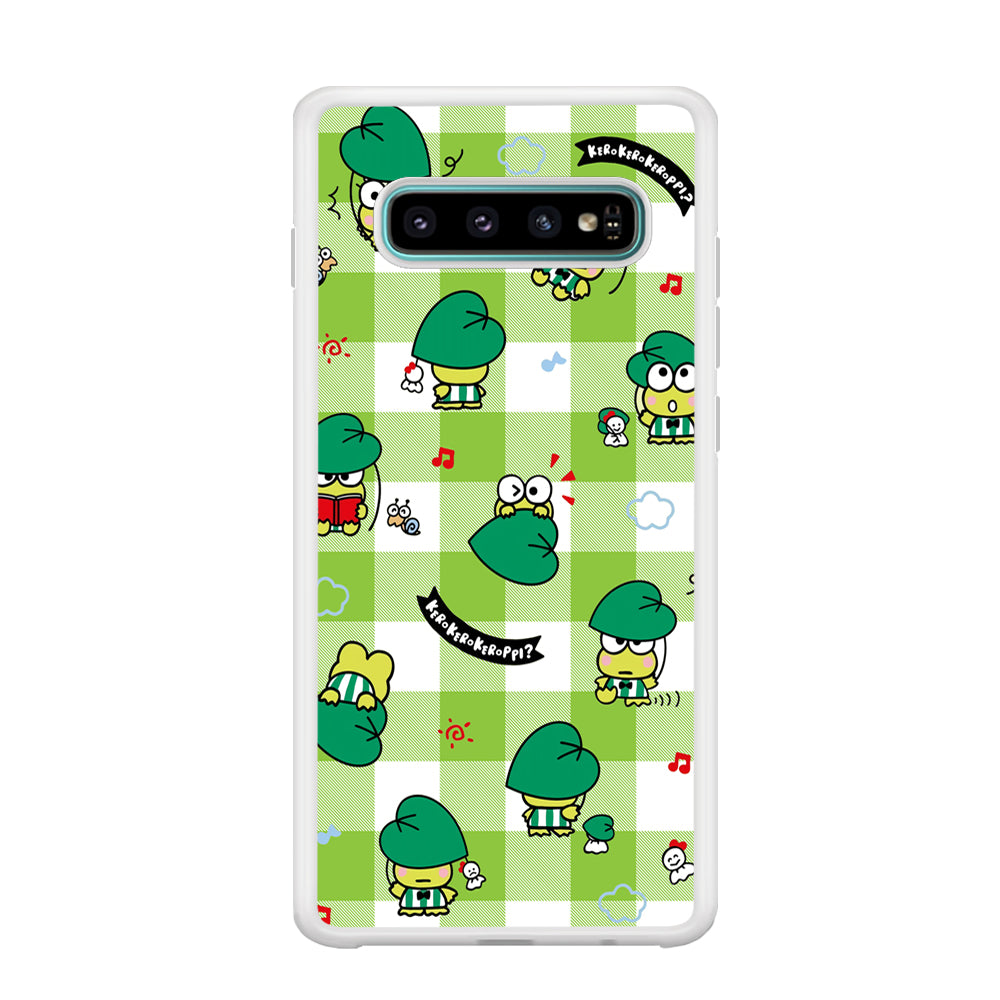 Keroppi on Green Flanel Samsung Galaxy S10 Case