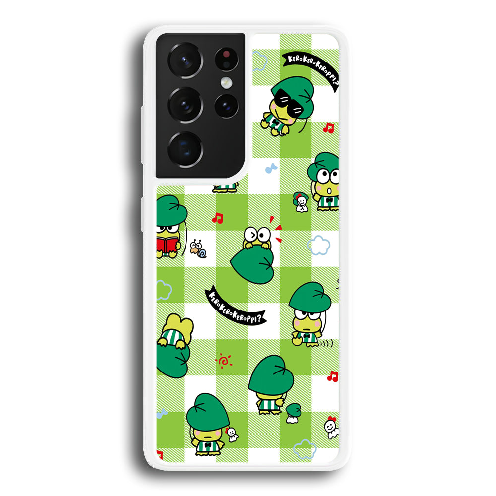 Keroppi on Green Flanel Samsung Galaxy S21 Ultra Case