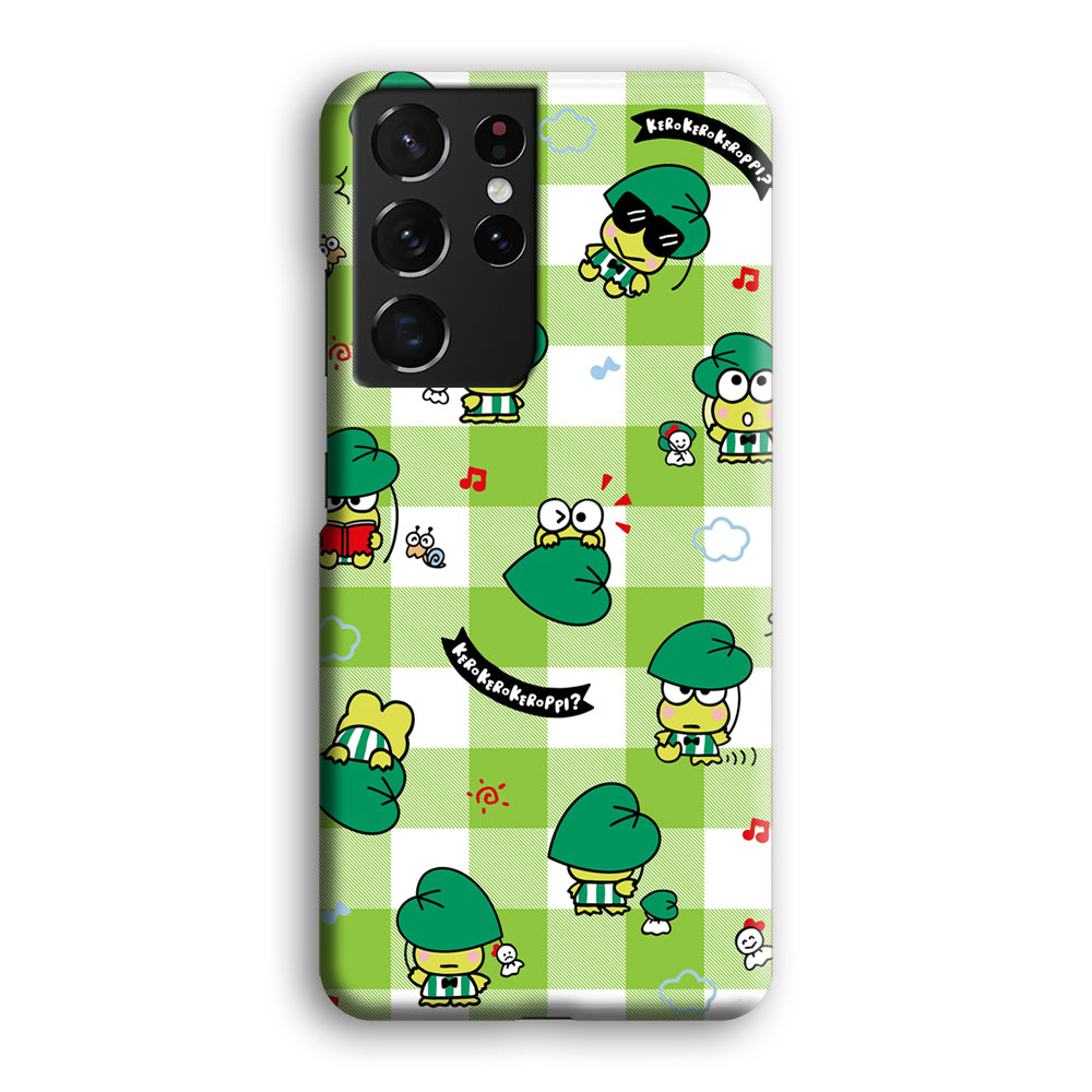 Keroppi on Green Flanel Samsung Galaxy S21 Ultra Case