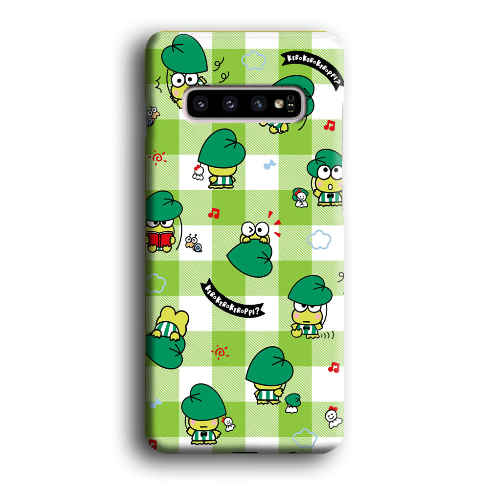 Keroppi on Green Flanel Samsung Galaxy S10 Case