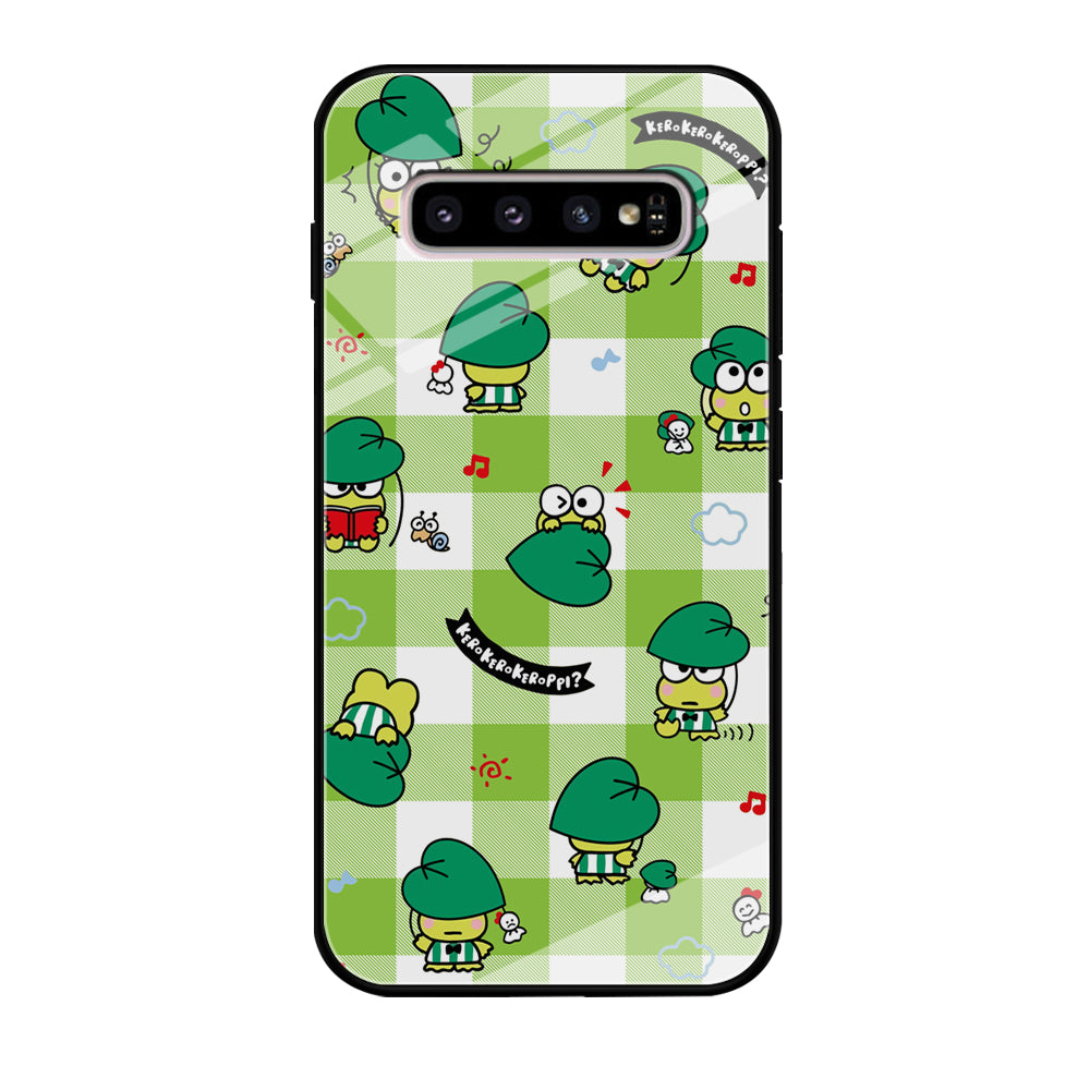 Keroppi on Green Flanel Samsung Galaxy S10 Case