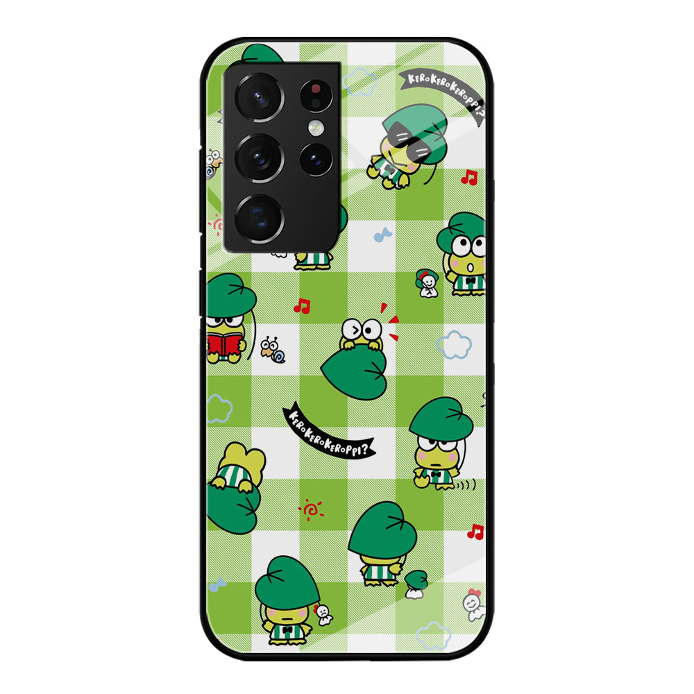 Keroppi on Green Flanel Samsung Galaxy S21 Ultra Case