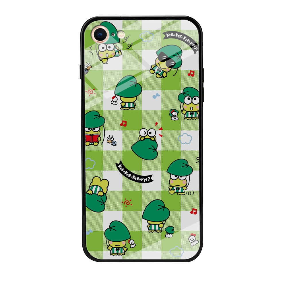 Keroppi on Green Flanel iPhone 8 Case