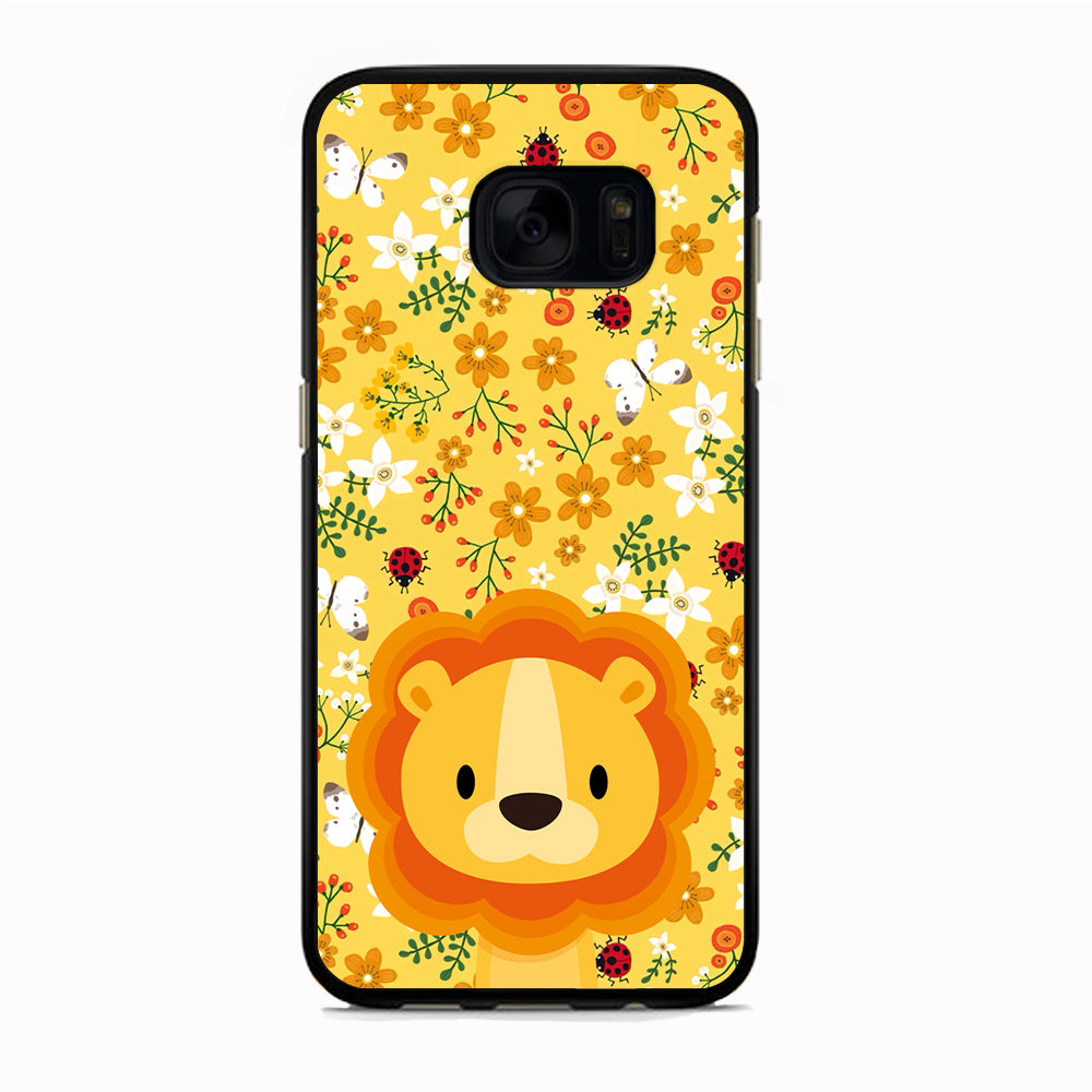 Lion Kid on Flower Garden Samsung Galaxy S7 Case