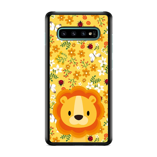 Lion Kid on Flower Garden Samsung Galaxy S10 Case
