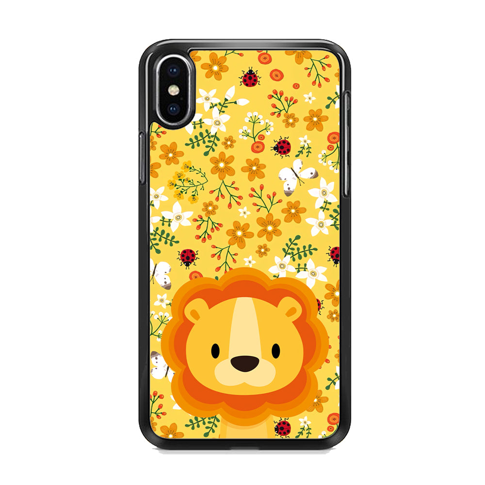Lion Kid on Flower Garden iPhone X Case