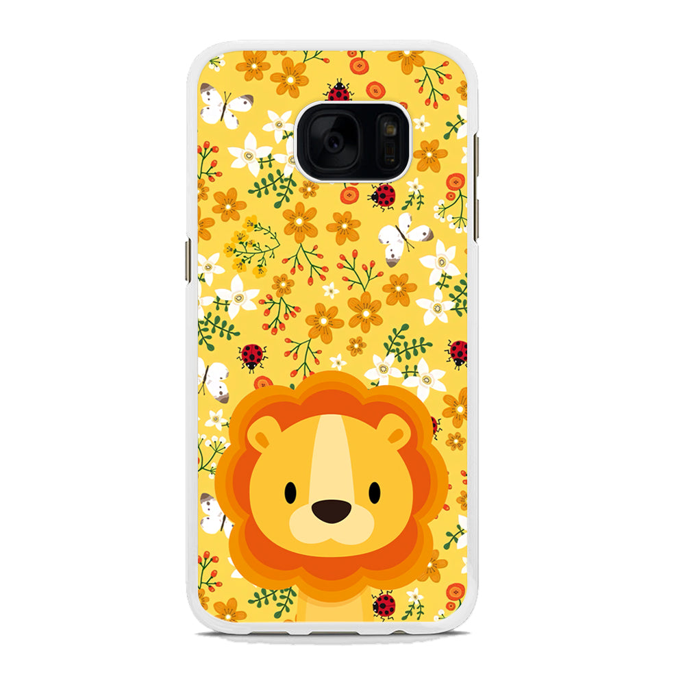 Lion Kid on Flower Garden Samsung Galaxy S7 Edge Case