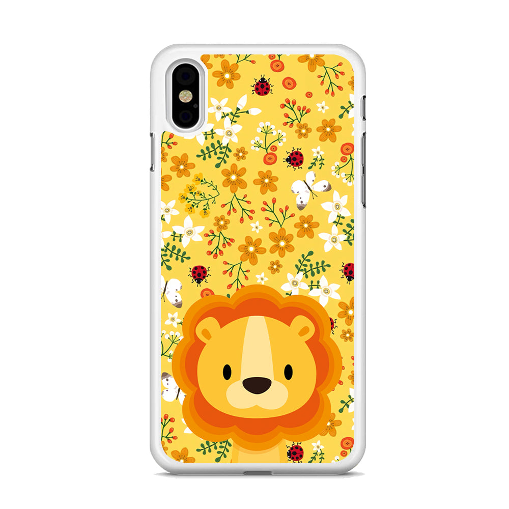 Lion Kid on Flower Garden iPhone X Case