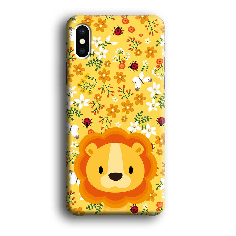 Lion Kid on Flower Garden iPhone X Case