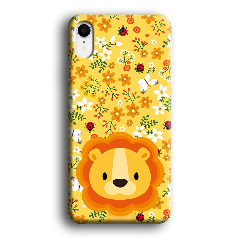 Lion Kid on Flower Garden iPhone XR Case