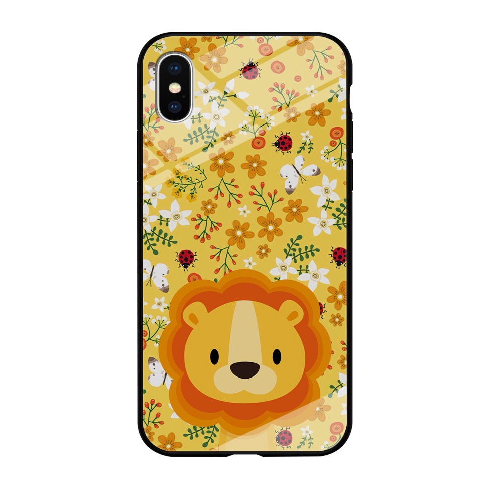 Lion Kid on Flower Garden iPhone X Case