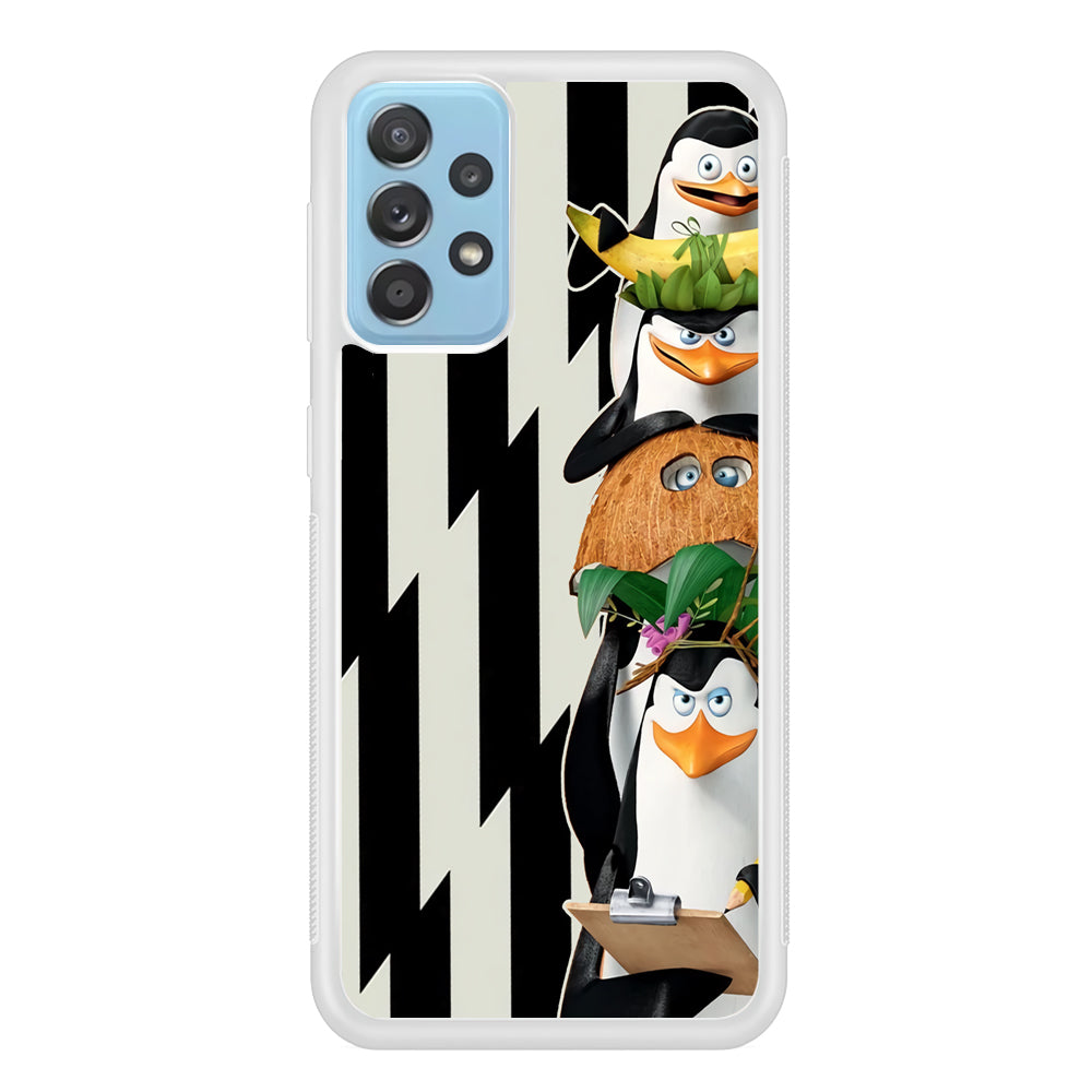 Madagascar Penguin Team Samsung Galaxy A72 Case Rubber White (2D Case)