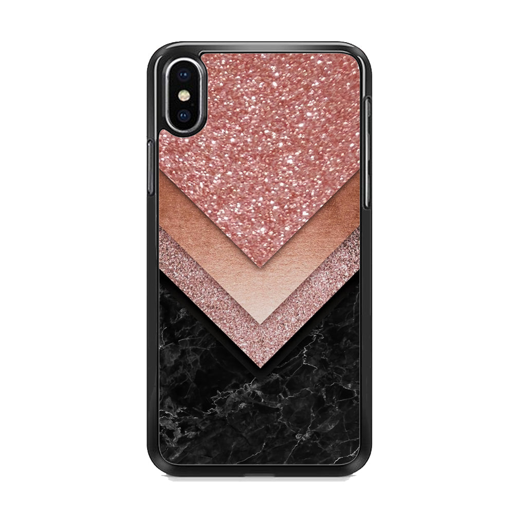 Marble Sparkle Pink Chevron iPhone X Case