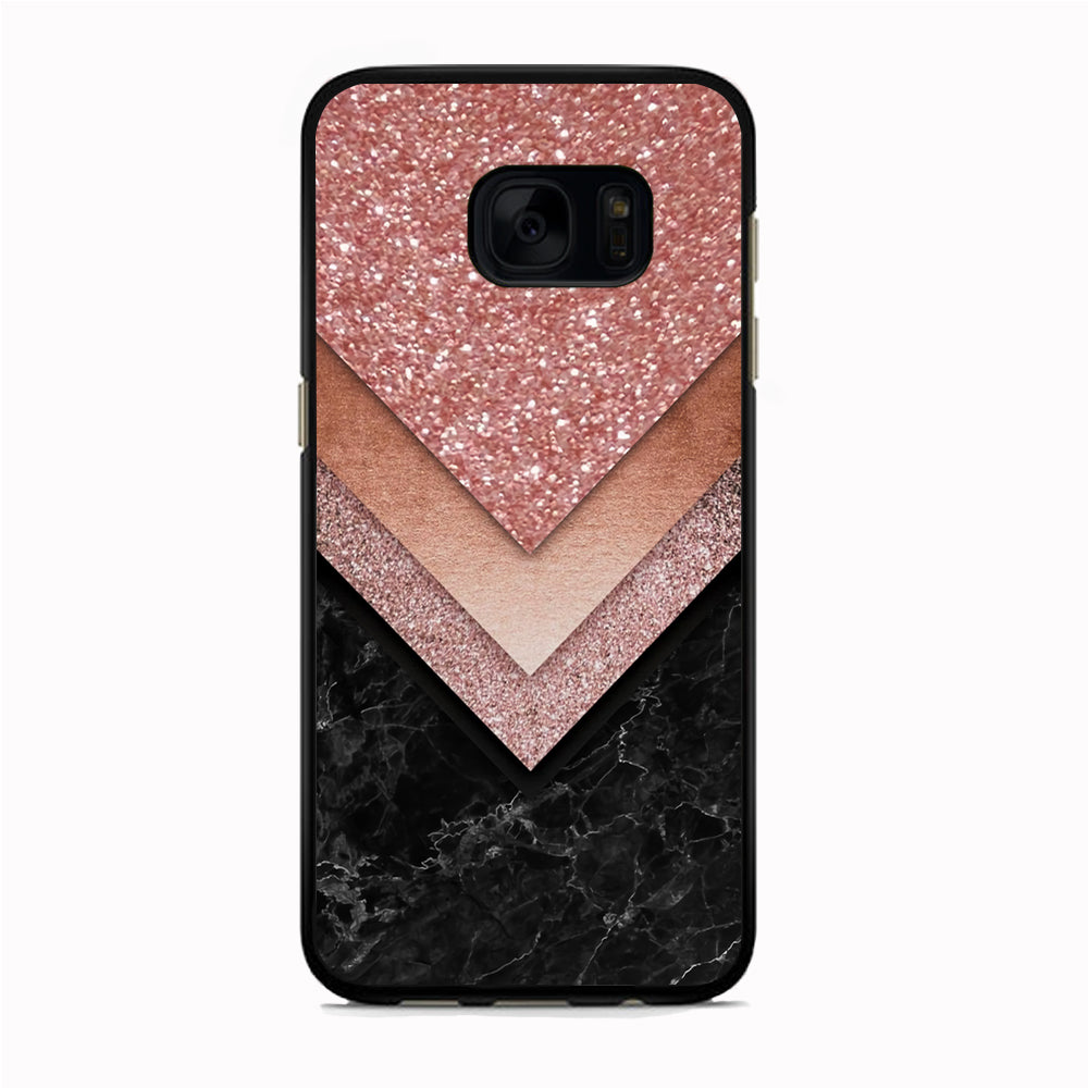 Marble Sparkle Pink Chevron Samsung Galaxy S7 Edge Case