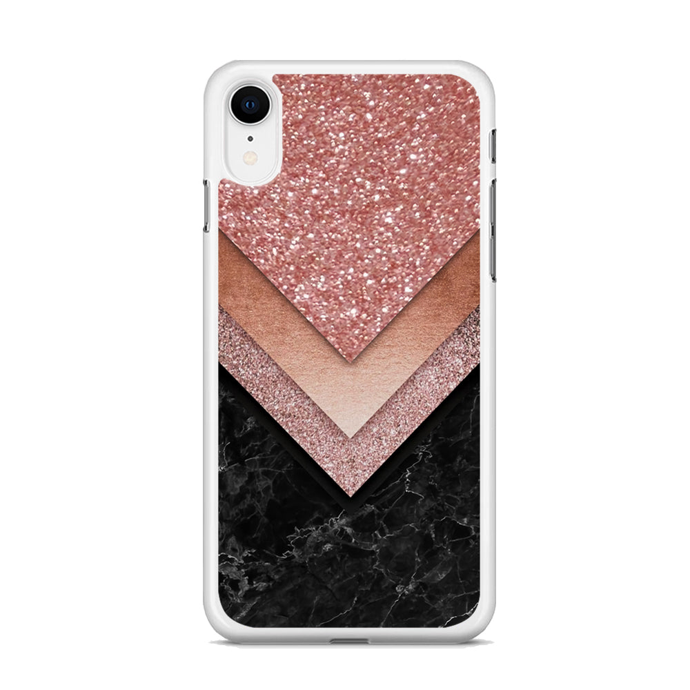 Marble Sparkle Pink Chevron iPhone XR Case