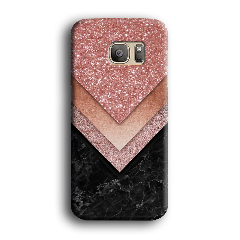 Marble Sparkle Pink Chevron Samsung Galaxy S7 Edge Case